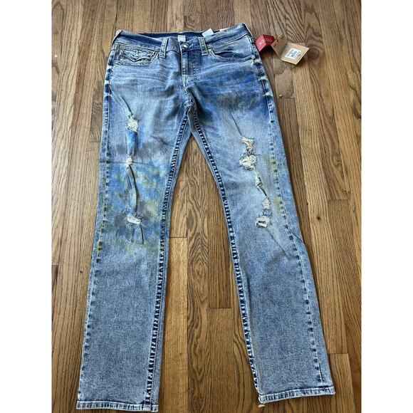 True Religion Mens Jeans Slim Flap Natural Big T Size 33 Fell Serpent Streetwear